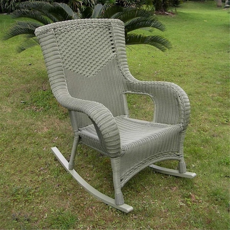 International Caravan San Tropez Resin Wicker Aluminum Rocker, Antique Moss 4007-1CH-AM